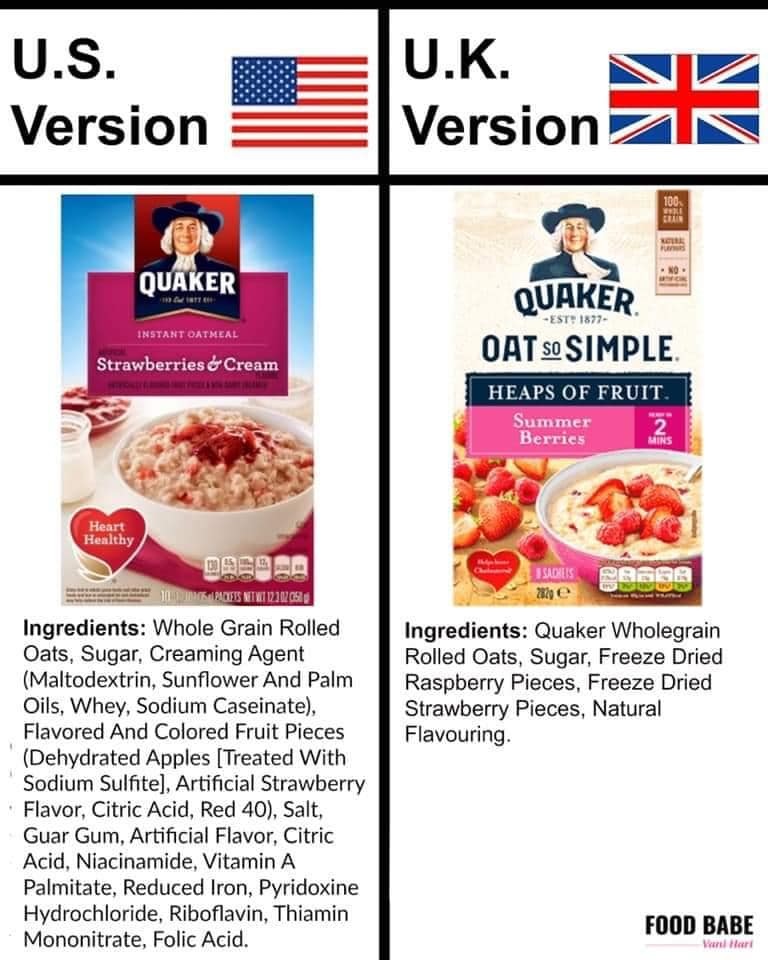 The difference in Euro and American Quaker Oats